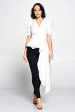 White Peplum Top