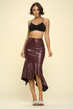 Burgundy Faux Leather Mermaid Skirt