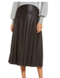 Dark Brown Faux Leather Skirt