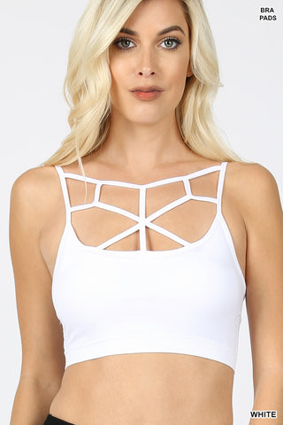 Criss-Cross White Tube Top With Removable Bra Pads
