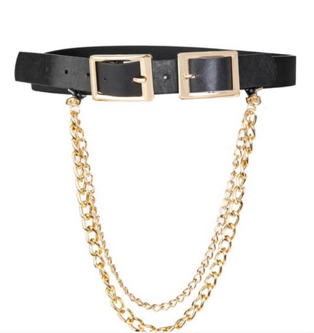 Black & Gold Double Chain Belt